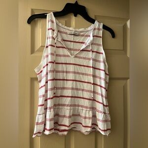 White & Red Striped Abercrombie & Fitch Beachy Flowy Top
